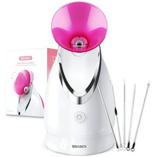 EZBASICS Facial Steamer, Nano Ionic Warm Mist for Facial Deep Cleaning Pink