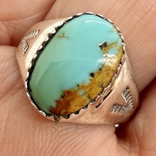 Navajo  Turquoise Ring Size 8 Sterling by M Lincoln 4.4g