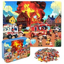 Puzzles for Kids Ages 4-6, Fire Fighting 60 Piece Puzzles for Kids Ages 3-5