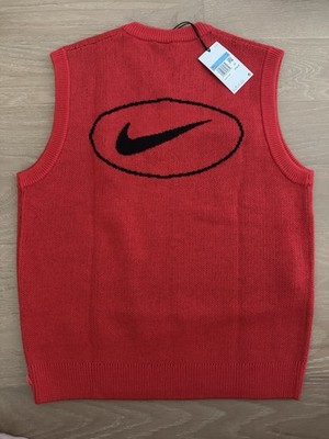 Supreme x Nike Sweater Vest Red HF9638-657 Men's Medium SHIPS