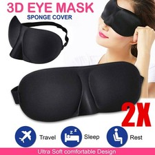 2PCS Trip Travel 3D Eye Mask Sleep Soft Padded Shade Cover Rest Relax Blindfold