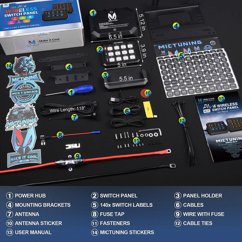 Wireless RGB 12 Gang Switch Panel Circuit Control Relay System Box Marine 12-24V - Image 4 of 4