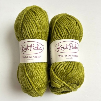 Knit Picks Wool of the Andes Worsted Yarn Avocado 2 Skeins 50g Peruvian Highland