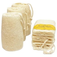 Natural Loofah Exfoliating Body Scrubber,3 Pack 3x5 Inch cylindrical