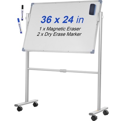Uimoso Mobile Dry Erase Board Magnetic Whiteboard w/ Stand 36''x 24'' Double Sided