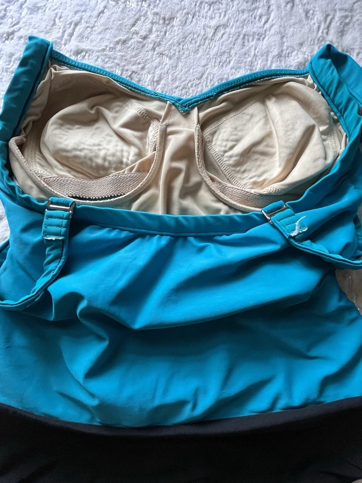 Traje de baño Carol Wior Aqua negro de una pieza para mujer EE. UU. talla 16 resort piscina vacaciones Foto 3 de 4