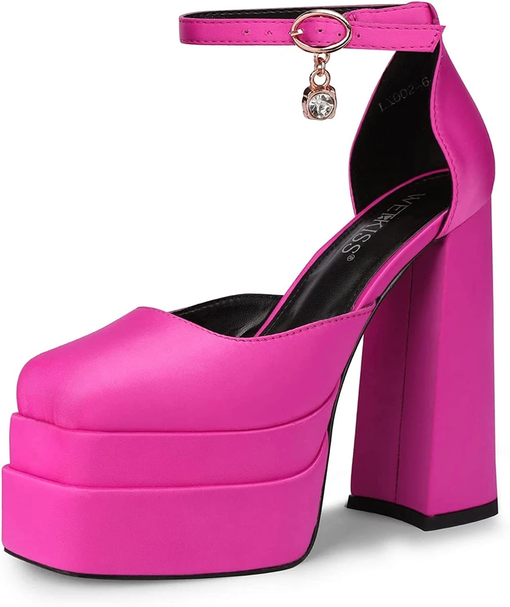 Red platform chunky best sale heels