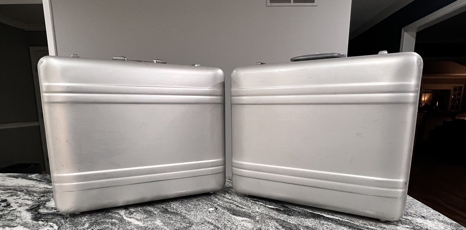 (2) Zero Halliburton Camera Suit Case 21x17x8 Aluminum Box Travel