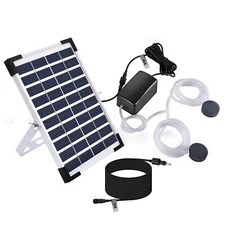 5W Solar Air Pump Bubbler for Fish Pond, 1 or 3 Days Air Output, 10 ft + 10 f...