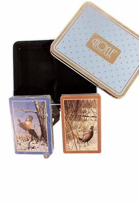 Collectible Vintage Hoyle Collection Pheasant Playing Card Bridge Game Set Tin