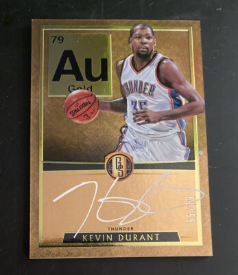 2015-16 GOLD STANDARD KEVIN DURANT AU GOLD WHITE INK AUTO CARD 55