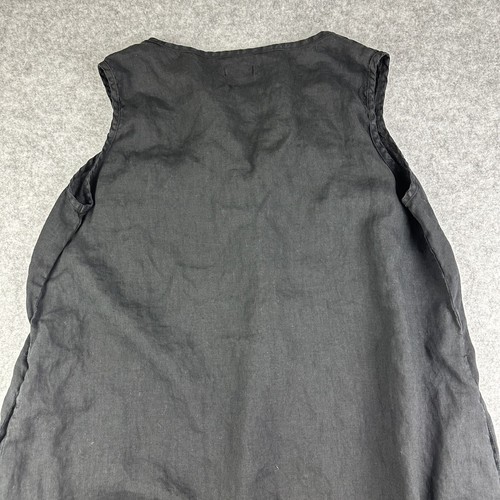 Abito midi Allen Allen lino donna 2x nero tasche con volant Lagenlook made in USA - Foto 5 di 11