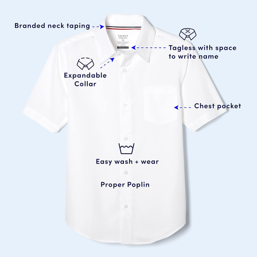 Boys' Short Sleeve Classic Poplin Dress Shirt (Standard & Husky) - Picture 3 of 12