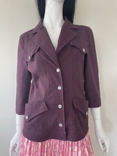 Christian Lacroix Jeans Designer Cotton Jacket Plum Colour Metal Buttons Size 10
