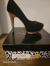 ANNE MICHELLE Black Snakeskin Heel Pointed Toe Women's 9 NEW