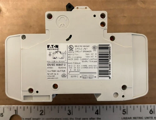 Eaton 15 Amp Circuit Breaker FAZ-C15/2-RT 2 Pole Lot of 6