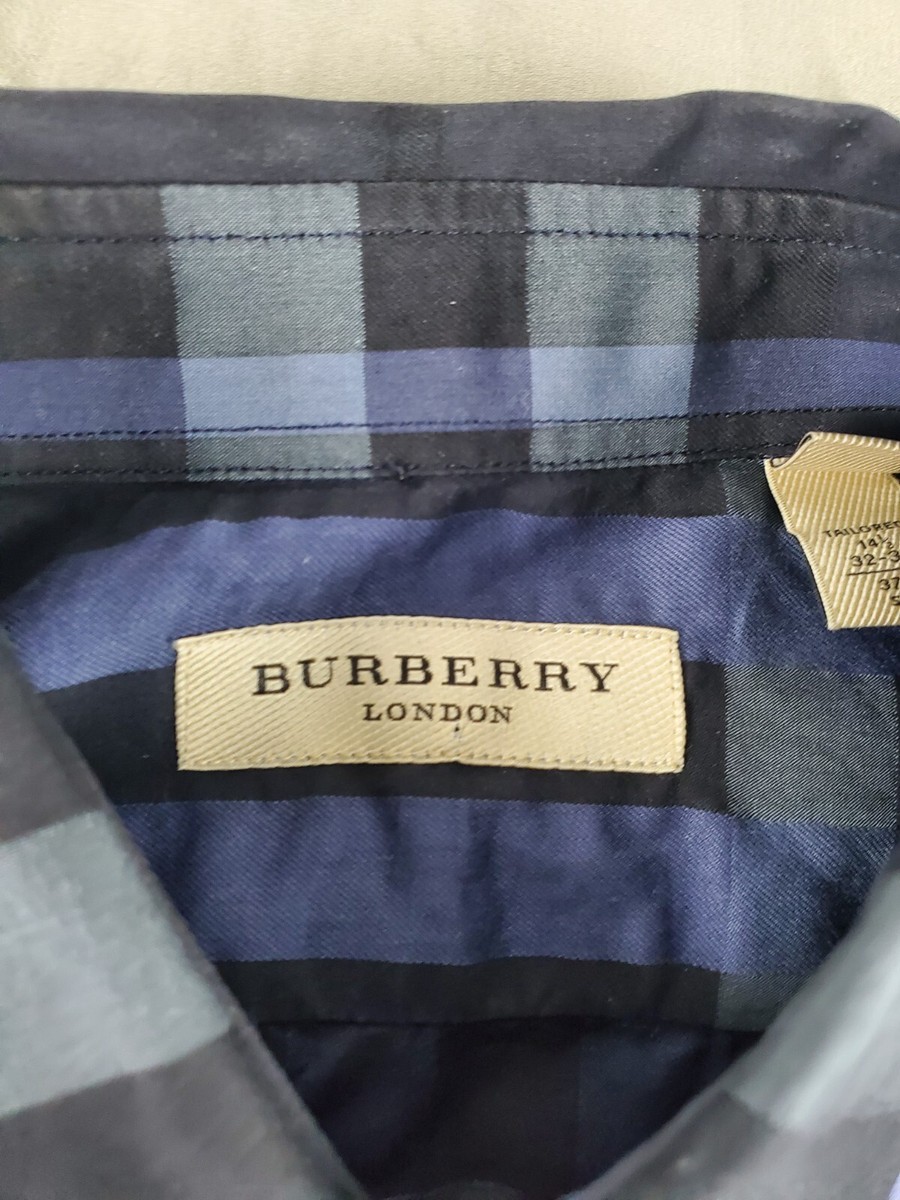 Burberry London Mens Shirt 14.5 32 33 Blue Nova Check Button Burberry London Mens Shirt 14.5 32 33 Blue Nova Check Button