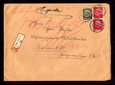 DR Einschreibe-Brief  HOF (SAALE) - Berlin - 14.12.38 - Mi.519,523