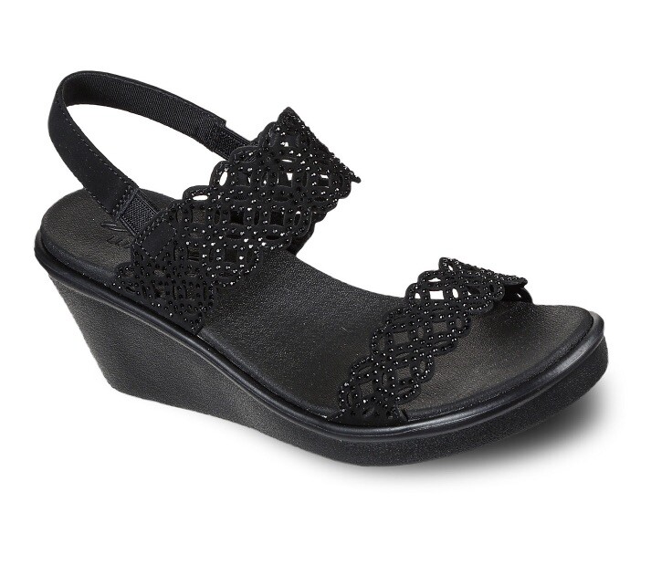 Skechers Rumble On Sassy Dayz Women's Wedge Sandals - Black - Size