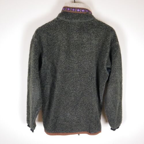 vtg ALF Kuhl Sherpa Fleece Jacket Grey/Forest Green Adult Medium 21.5x26 - Picture 2 of 13