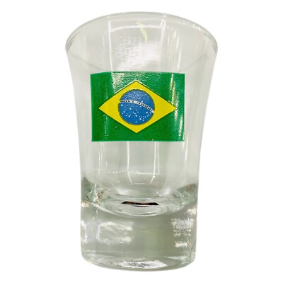 Brazil Ordem E Progresso Flag Shot Glass Collectible Souvenir Cachaca
