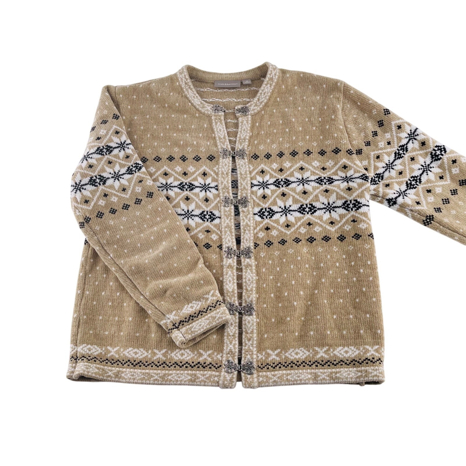 Croft & Barrow Beige Nordic Pattern Cardigan Swea… - image 1