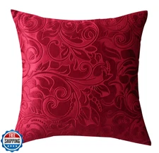 TangDepot Heavy Velvet Embossing Throw Pillow Cover, Classis Floral Anaglyph 