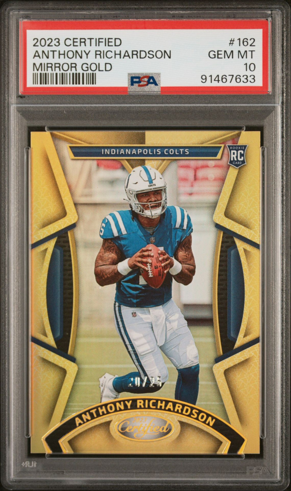 2023 Panini Certified #162 ANTHONY RICHARDSON /25 Mirror Gold Rookie PSA 10