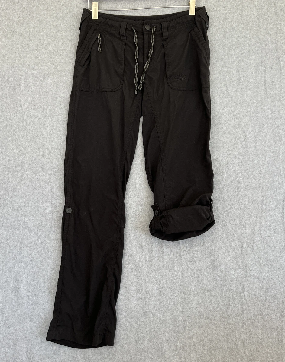 Womens The North Face Hiking Pants Size 6 Black Nylon Low Rise Roll Up Leg