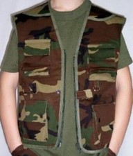 GILET BAMBINO MIMETICO WOODLAND CACCIA XS 5/6 ANNI ABBIGLIAMENTO MILITARE 4 5 6