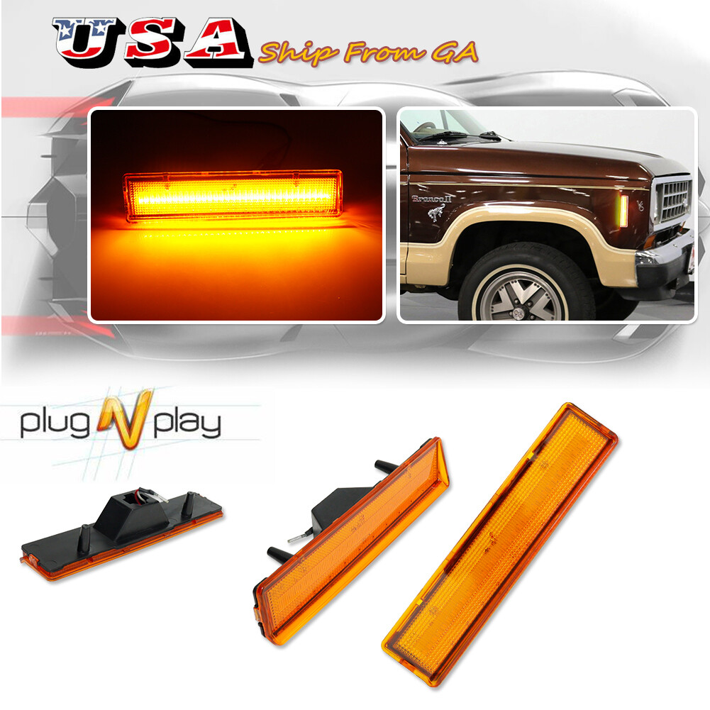 Side Markers Corner LED Amber Parking Light For 80-86 Ford BRONCO F150 F250 F350-image