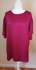 VTG Victoria's Secret Gold Label Short Sleeve Satin Nightshirt M/L Magenta