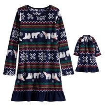 JAMMIES FOR YOUR FAMILIES Holly Jolly Night Gown  Doll Set, Sz 5-6 FreeShipping