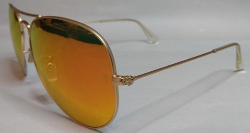 RAY-BAN RB3025 112/69 GOLD AVIATOR ORANGE MIRROR 55-14-135MM UNISEX SUNGLASSES - Picture 3 of 7