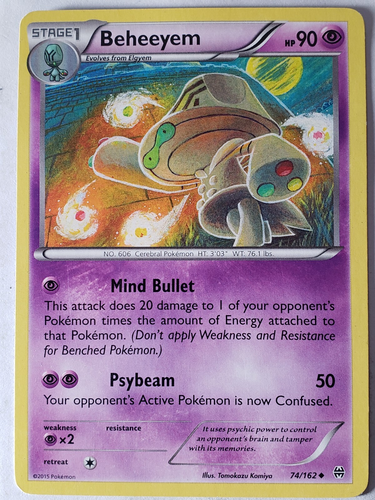 Beheeyem 74/162 PL - XY Breakthrough Pokemon Card - Tomokazu Komiya Art
