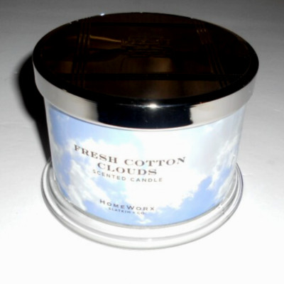HOMEWORX BY HARRY SLATKIN FRESH COTTON CLOUDS SCENTED CANDLE-14 OZ 3 Wick NEW