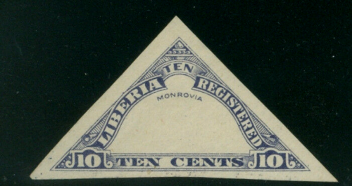 Liberia 1919, 10c trójkąt Monrovia, IMPERFORAT, środek BRAKUJĄCY #F18 - Zdjęcie 1 z 1