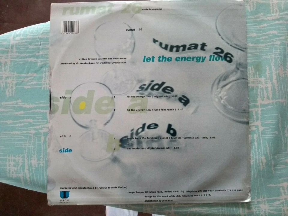 Technomania 12" EP 45 RPM Rumour Records 1990 Original Press EX condition, photo 2 of 5