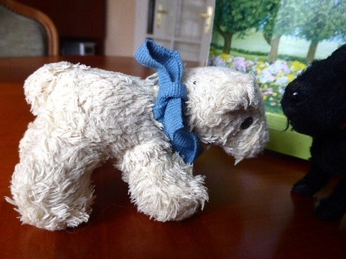 3 animaux en peluche anciens. Un chat un ours et un rare petit chien (Ric & Rac) - Photo 6/8