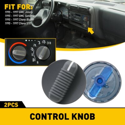 AUXITO A/C Control Knob Replacement Kit – Fits 1995-1997 GMC Sonoma / Jimmy – Gray ABS (2-Pack)