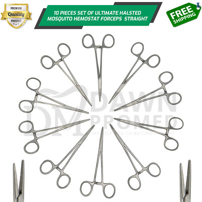 10 Mosquito Hemostat Locking Forceps 5'' Set Straight Surgical Dental German Gr