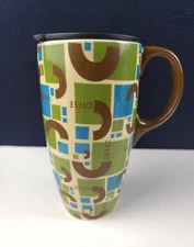 Coffee Blocks by the Lang Companies LLC - Large Ceramic Travel Mug - NWOB