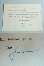 Dentist Heinrich HAMMER (1891-1972) Signed Greeting Card KIEL 1959 to OPITZ