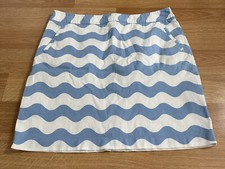 J McLaughlin Casual Skirt Blue White Wave Pattern Zip Pockets Size 14
