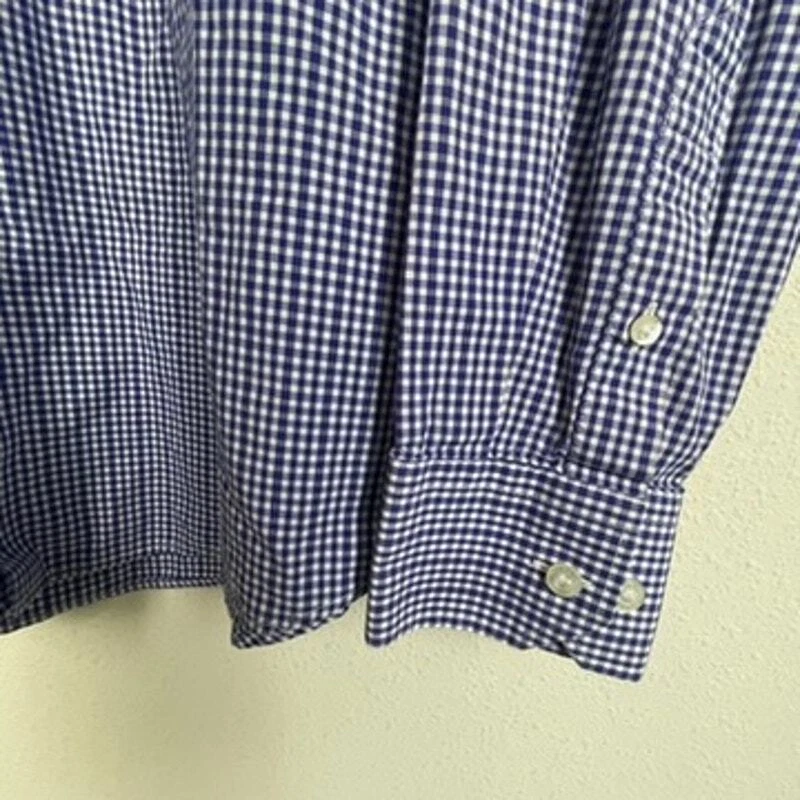 Camisa Murano Slim Fit Performance masculina tamanho G azul branca xadrez botão para cima G/S - Imagem 3 de 4