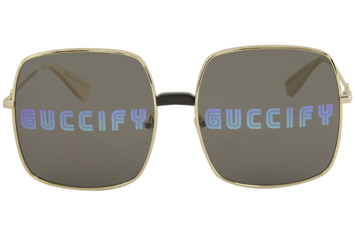 GUCCI サングラス メタル SS24 Gucci Women's GG0414S GG/0414/S 002 Gold Fashion Square