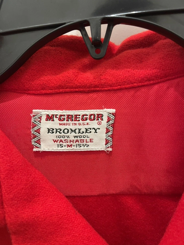 Camisa de campamento McGregor roja vintage de los años 50 mediana Bromley abotonada 15/15,5 Foto 4 de 4