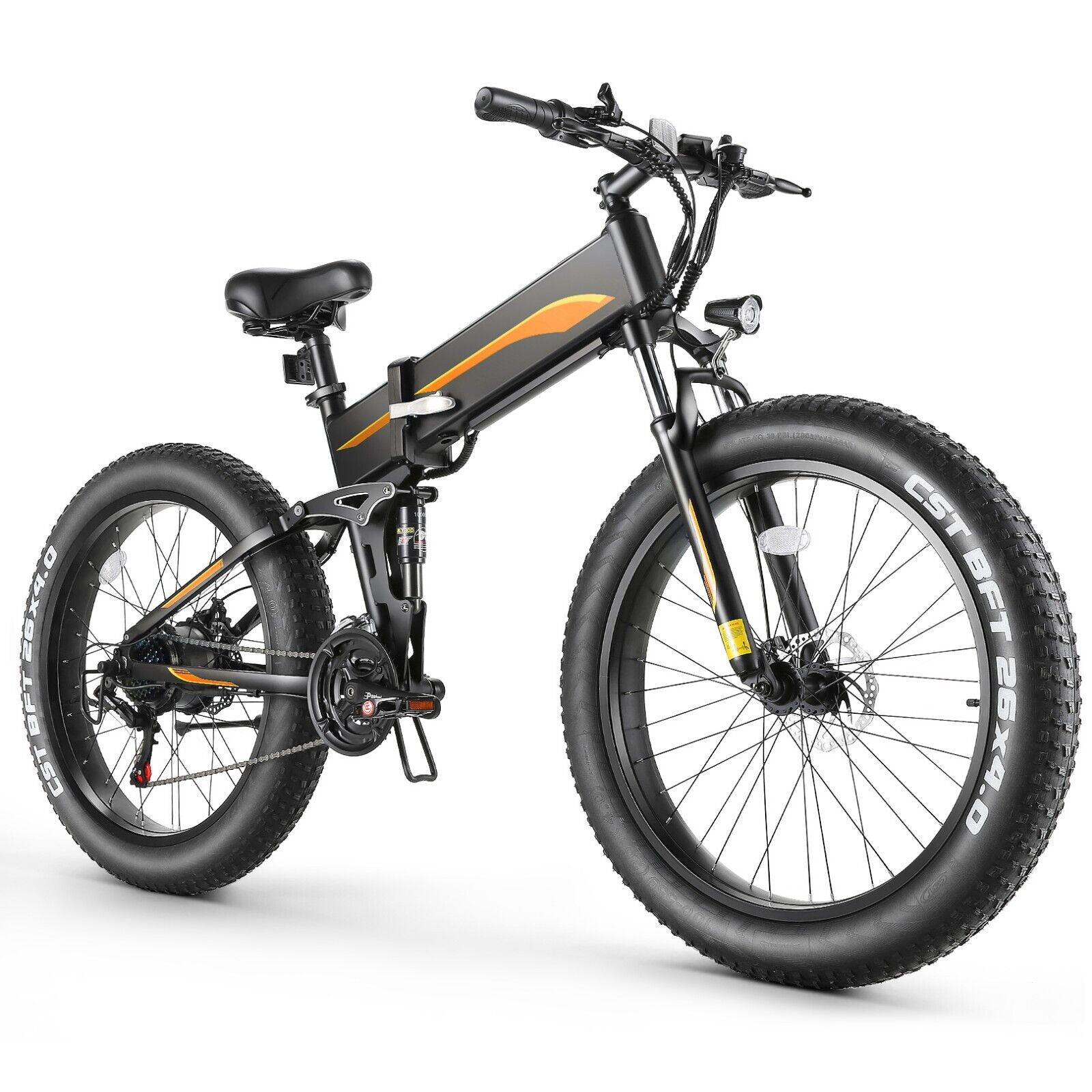26" Folding Electric Bike Adults Off-Road 500W Ebike Fat Tire Mountain Bicycle#