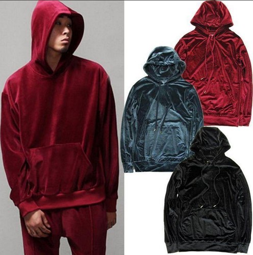 Mens Hooded Velvet Trousers Tops 