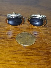 Oval Black Stones Vintage ANSON Formal Cuff Links